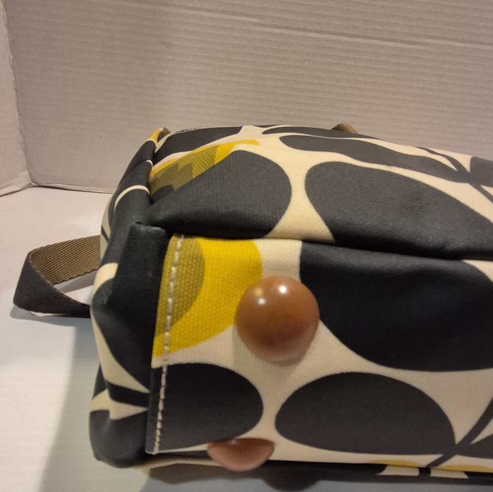 ORLA KIELY Back Pack Olive Blue Green Block Flower Mint Coated Canvas - Picture 7 of 12